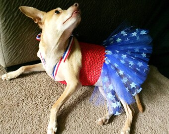 4th of july dog, patriotic dog outfit, Fourth of July parade dog outfit, USA Olympic dog, American dog outfit, USA tutu, patriotic dog