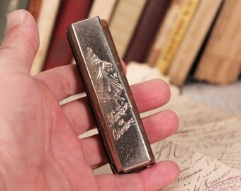 Antique harmonica - Old harmonica - Harmonica labeled "A Conio de Coimbro" - Mouth organ harmonica - Circa 1940 harmonica - Pocket harmonica