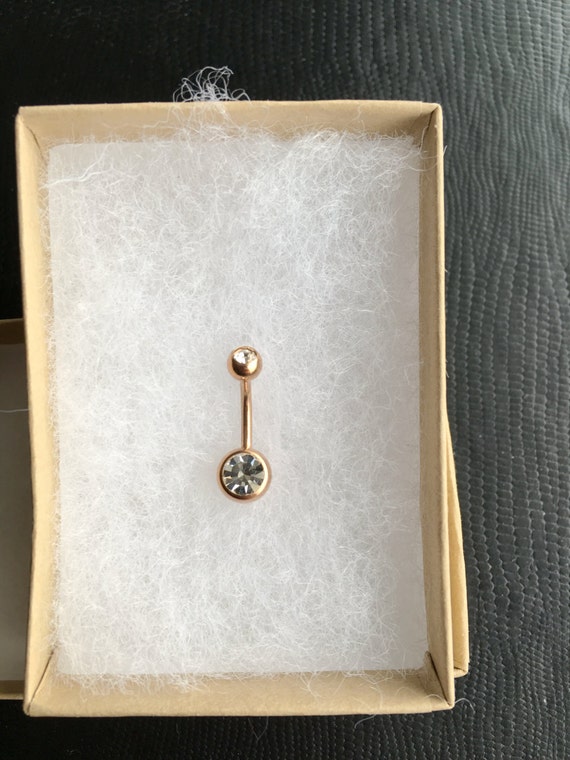 Rose Gold CZ Plain Belly Button Ring.