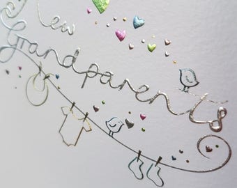 New Grandparents silver foil and embossed card, Lovely news your Grandparents card, Congratulations on becoming Grandparents