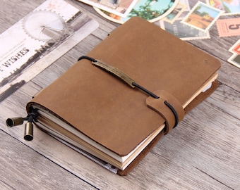 Handmade Leather Traveler's Notebook - Travel Diary sketchbook - Refillable Journal Notebook - Passport Notebook