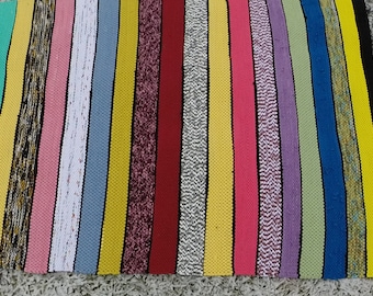 Cotton Rug. Rag Rug. Hand Woven on Looms. Colorful Carpet of The Nursery. Handmade Multicolored Rug. Children's Room Decor. Hand Woven Rug.