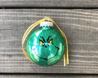 Glitter Christmas Ornament, Personalized Christmas Ornament, Christmas Ornament, Techer Gift, Cheap Gift, Grinch Ornament