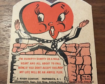 1940's E. Rosen Company Valentines Card / Candy Holder / Humpty Dumpty