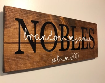 Last Name Sign, Established Sign, Name Sign, Wedding Gift, anniversary gift, couple last name sign, personalized name sign, couple name sign