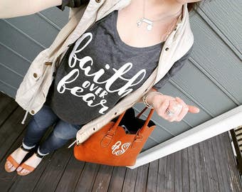 Faith Over Fear Tee- Boyfriend Tee- Oversized Tee- Slouchy Tank- Wide Neck Tee