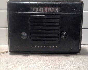 Vintage Tele Tone Model 145 Portable Radio 1947, Antique Radio for Restoration, Decor