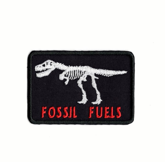 Fossil Fuels Dinosaur Bones Oil and Gas Style Patch Iron or