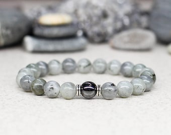 Men bracelet men birthday gift-for-him Unisex bracelet Healing crystal and stone jewelry Labradorite bracelet Simple bracelet Bead bracelet