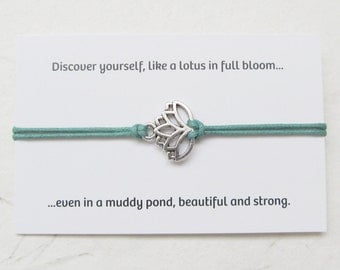 Wish bracelet, yoga bracelet, lotus jewelry, lotus bracelet