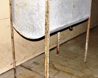 Galvanized Farm Tub Dairy Farm Find Great Planter for Flowers & Herbs Rustic Home Decor