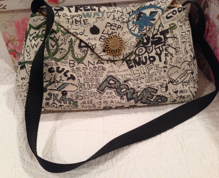Graphic PRINT Small CROSSBODY fun bag by SewPurtyPurses on Etsy