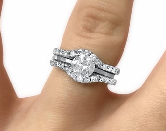 14k white gold curved moissanite wedding ring set of 2 ring enhancers shadow wedding bands for - Wedding Ring Guards 14k white gold curved moissanite wedding ring set of 2 ring enhancers shadow wedding bands for - Wedding Ring Guards