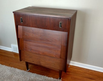 SOLD - SOLD - SOLD - Mid Century Ward Furniture Louvered Highboy Dresser