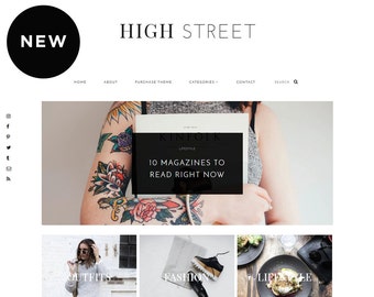 Blogger Template for Fashion Bloggers / High Street / Responsive Blogger Design with post slider / Premade Blogger Template
