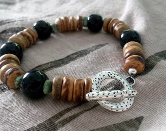 Items similar to Seed Bead Coconut & Wood Necklace - Boho Ethnic Seed ...