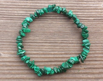 MALACHITE Natural Stone Gemstone Stretchy Chip Bracelet