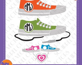 Sneakers/Canvas/Rock N Roll Shoe Monogram Frame SVG DXF EPS Cutting file
