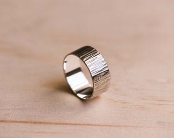 Straight Hammered Argentium Silver Ring