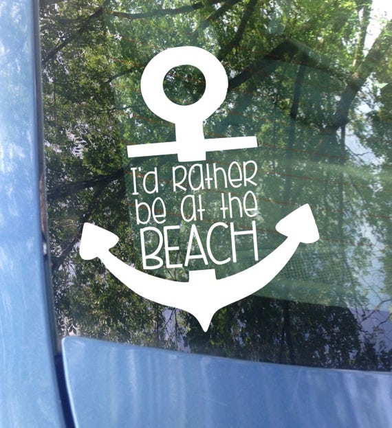 Beach Decal I D Rather Be At The Beach Car Decal