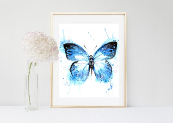 Blue Butterfly Print Printable Art Butterfly Art