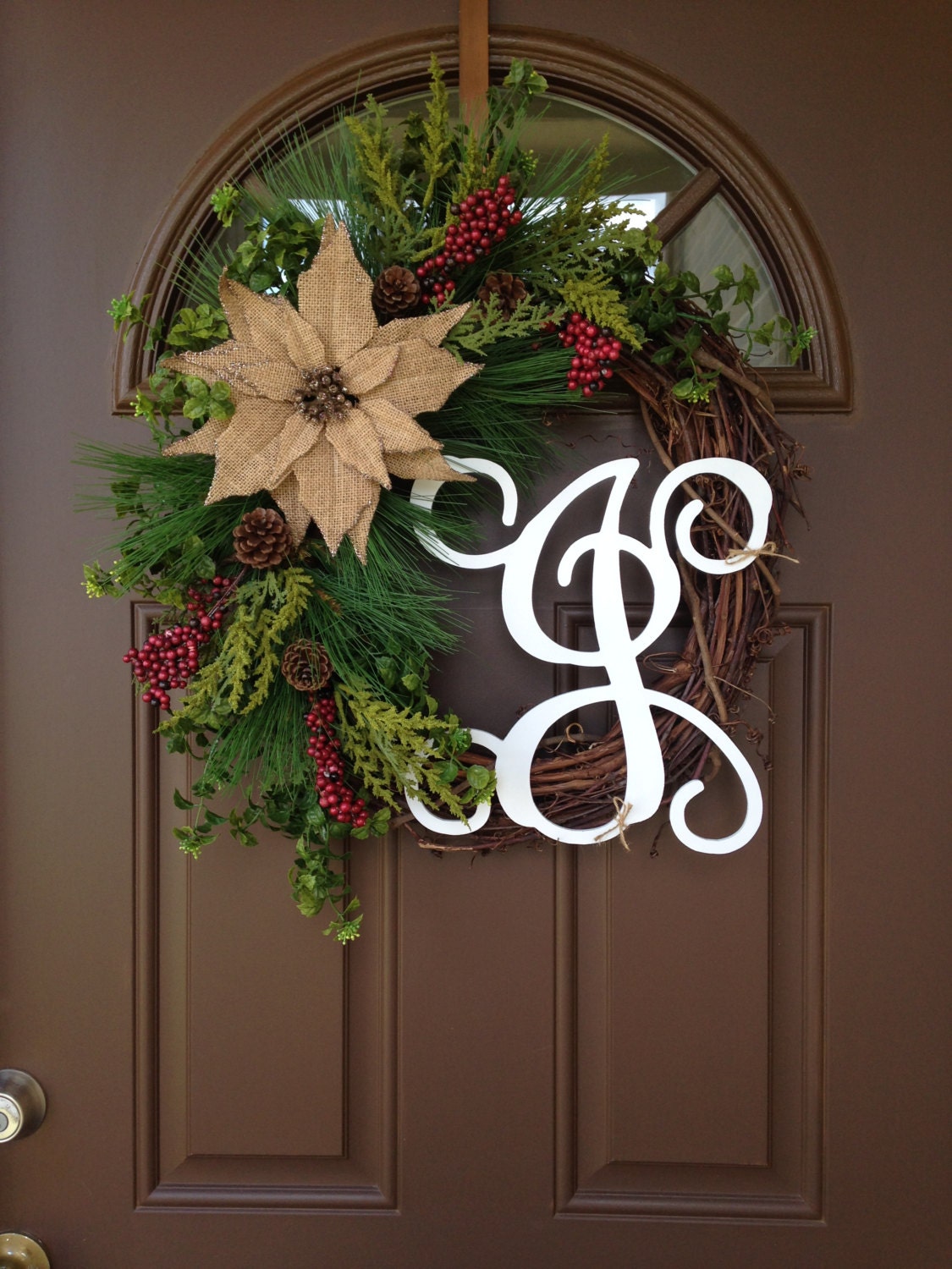 Christmas Wreath for Front Door Holiday Wreath Burlap