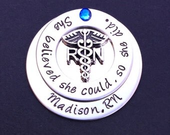 Personalized Nursing pin / RN pin / Nursing Student / Nursing Pinning Ceremony / She believed she could so she did / Graduation gift