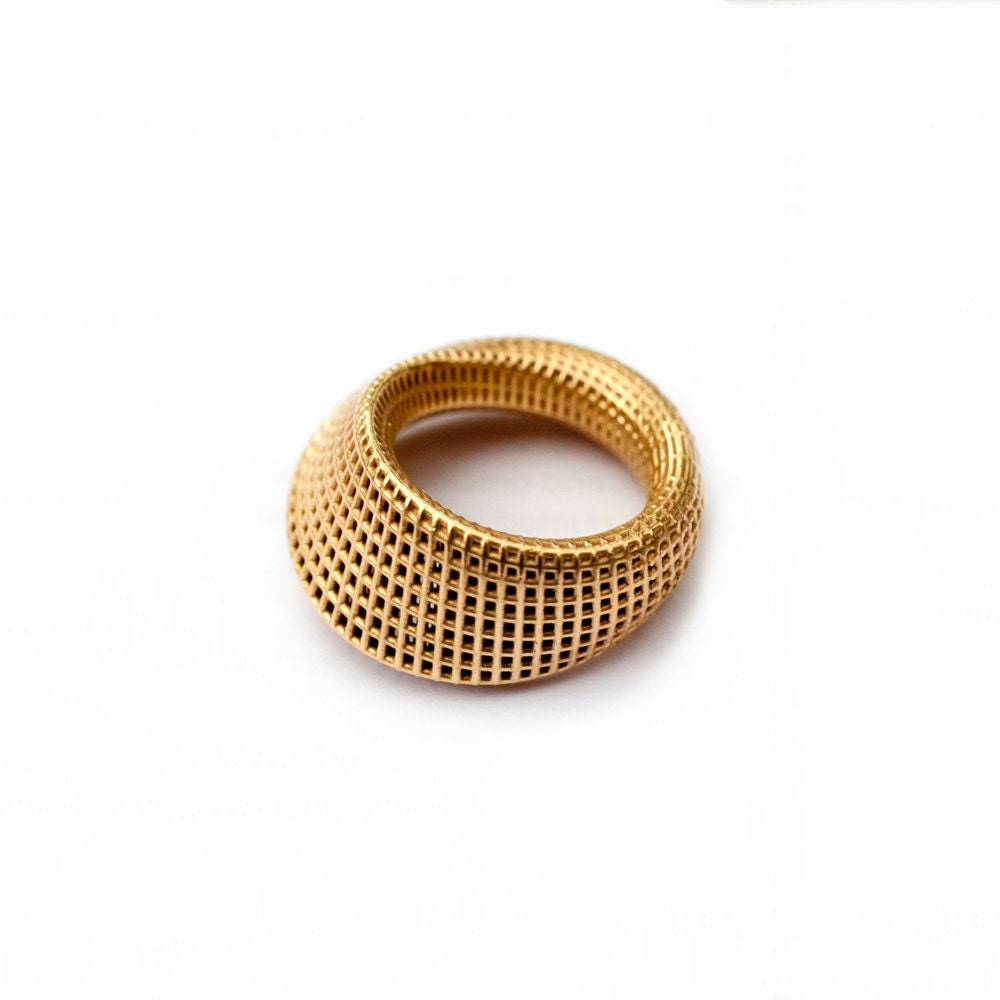 Wide Gold Mobius Ring 14K Gold Band Ring 3D Ring for Women