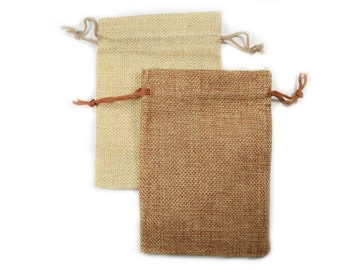 10 Drawstring Burlap Bags 5x3.5 in. Packing Pouches Wedding Bracelet Pouch