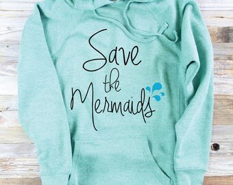Sea Green Hooded Sweatshirt - Mermaid Sweater - Mermaid Clothes - Mermaid Sweat Shirt - Mermaid Lover Gift - Surf Sweater - Cozy Beach -Surf