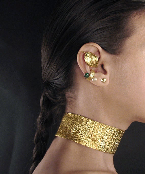 Items similar to Statement ear climber gold ear climber pearl earclimber signature earrings high