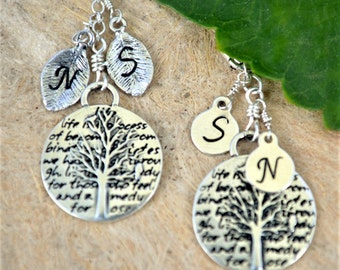Personalized Tree Of Life Necklace | Handstamped Initial | Gift For Mother | Perfect Gift For Grandmother | Family Tree Necklace