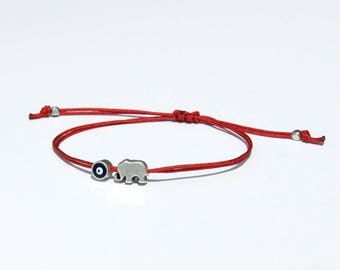 Evil eye bracelet-Elephant bracelet-Goodluck bracelet-Lucky elephant bracelet-Evil eye elephant-Friendship bracelet-String bracelet