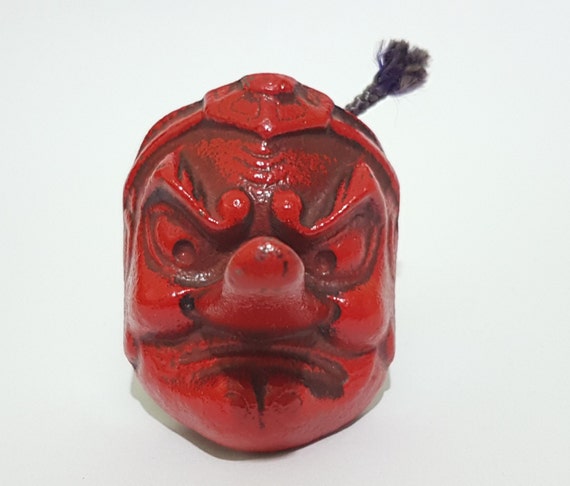 Mini Molded Cast Iron Tengu Mask Yokai CecysAsianShop