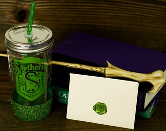 Slytherin Glass Tumbler// Hogwarts House Tumbler // Harry Potter Gift Set