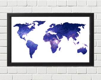 World Map Cross Stitch Pattern - Modern Galaxy Cross Stitch Pattern