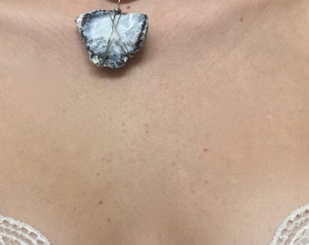 Genuine Geode Stone Black Choker