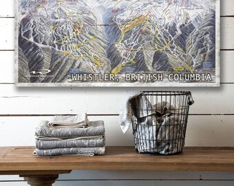 Whistler Ski Resort on Canvas, Vintage Ski Resort Canvas Sign, Canvas Home Decor, Canvas Wall Art, Canvas Wall Decor, Modern Home Decor