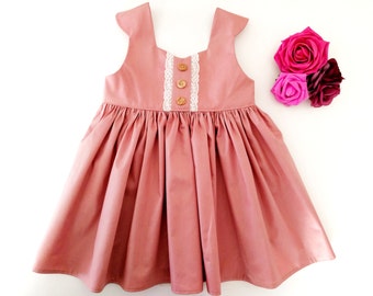 Plain pink baby dress, baby girl first birthday dress, birthday girl outfit, pink birthday dress, first birthday girl, girls clothing