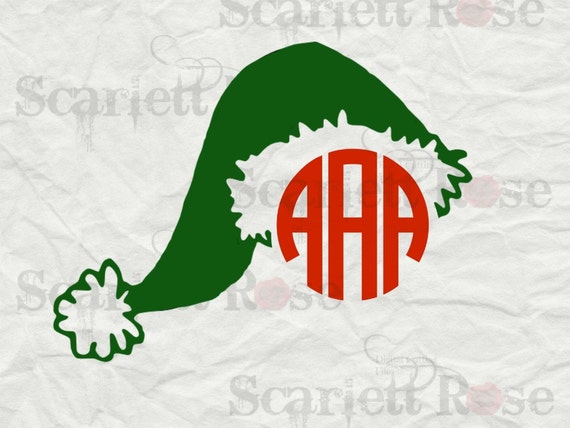 Santa Hat Christmas Monogram SVG cutting file clipart in svg