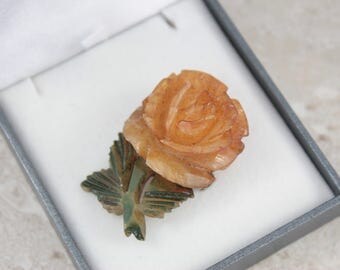 Vintage Celluloid Rose Brooch, Art Deco Rose Brooch, 3D Carved Celluloid Brooch, Yellow Rose Brooch, Vintage Rose Brooch