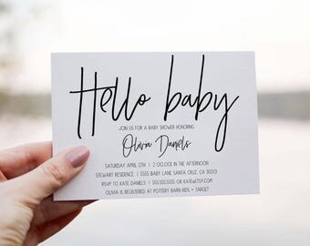 Baby shower invitation gender neutral, Modern Baby Shower invitation, Neutral Baby shower invites, Minimalist invite, Digital invitations