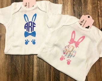 Monogrammed Easter Bunny-Onesie (Rabbit Skins)