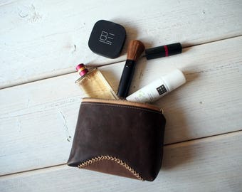Leather Makeup bag, Leather Make up Bag, Cosmetic bag, Leather Cosmetic Bag, Makeup bag, Leather Pouch, Leather Toiletry bag, Make up bag