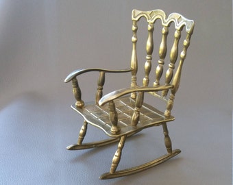 Decorative, Solid Brass, Ornamental Rocking Chair