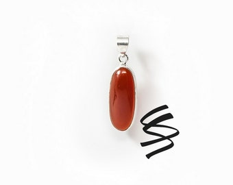 Carnelian Necklace Gemstone Jewelry Silver Pendant Red Stone Jewelry Orange Carnelian Sterling Silver Necklace July Birthstone Jewelry Gems