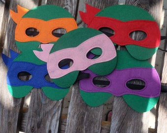 One (1) TMNT Masks - Teenage Mutant Ninja Turtle masks - Birthday party favors, costume, capes, dress up, cosplay.