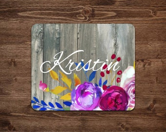 Floral Mouse pad | custom mouse pad | personalized mouse pad | Pink flowers | floral gift | Gift for her | Office gift