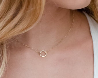 Gold Circle Necklace, Minimal Necklace, Open Circle Pendant, Bridesmaid Gift, Dainty Necklace, Gift for her, Best Friend Gift