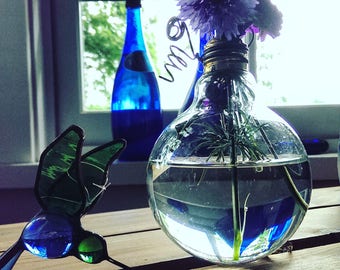 Minimalist Vase - Recycled Glass Vase, Indoor Planter, Indoor Tabletop, Tall Cylinder Vase, Glass Planter, By Sensibly Rustic on Etsy.